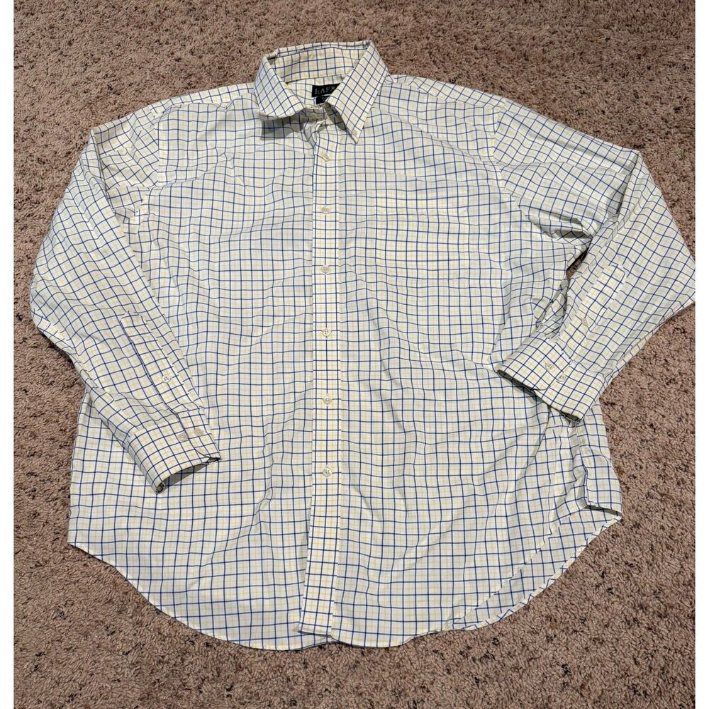 Lauren Ralph Lauren. Men's White/Blue/Yellow Check Button Down. 17 1/2...34/35